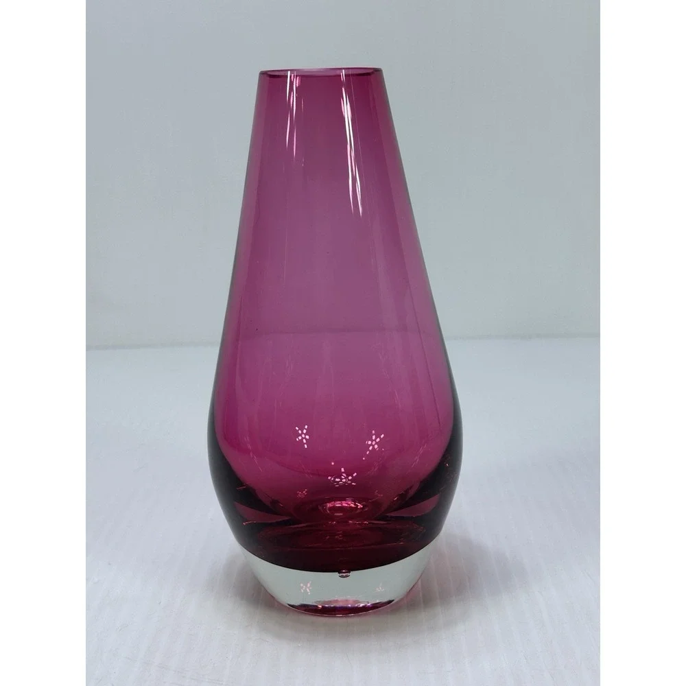 Vintage Purple Glass Conical Teardrop Vase Made In Western Germany MCM